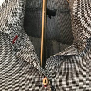 Black and white check cotton tunic shirt